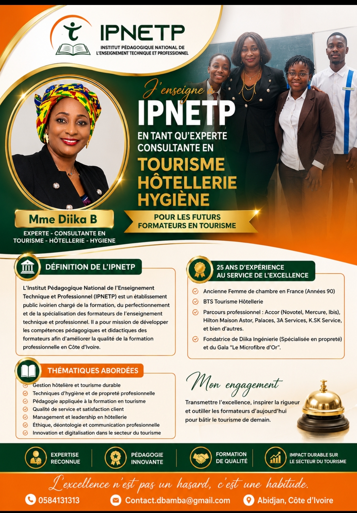 J'enseigne à IPNETP — Tourisme Hôtellerie Hygiène
